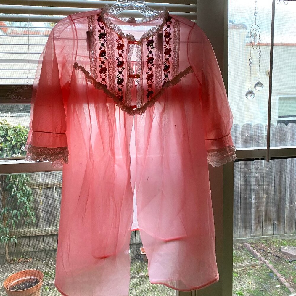 Vintage Nylon Babydol Lingerie Shirt Nightgown Embroidered